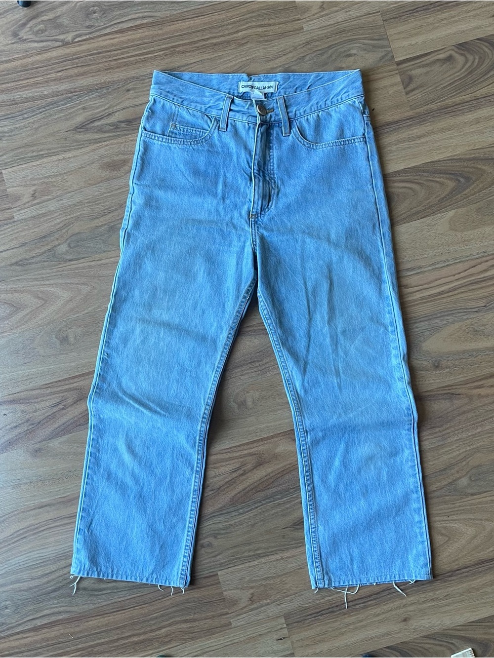Caron Callahan Women's size 4 Light Blue straight leg luxury Denim Jeans